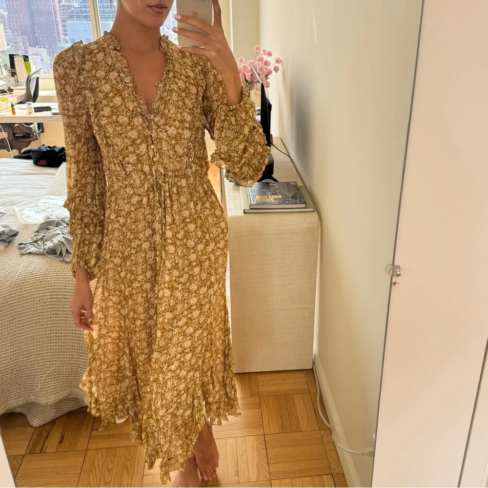 Shona Joy Julia Balloon Sleeve Godet Midi Dress - Picture 7 of 7